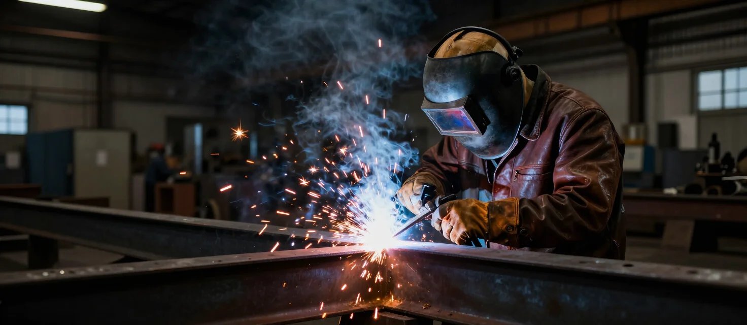 Welder arc welding steel